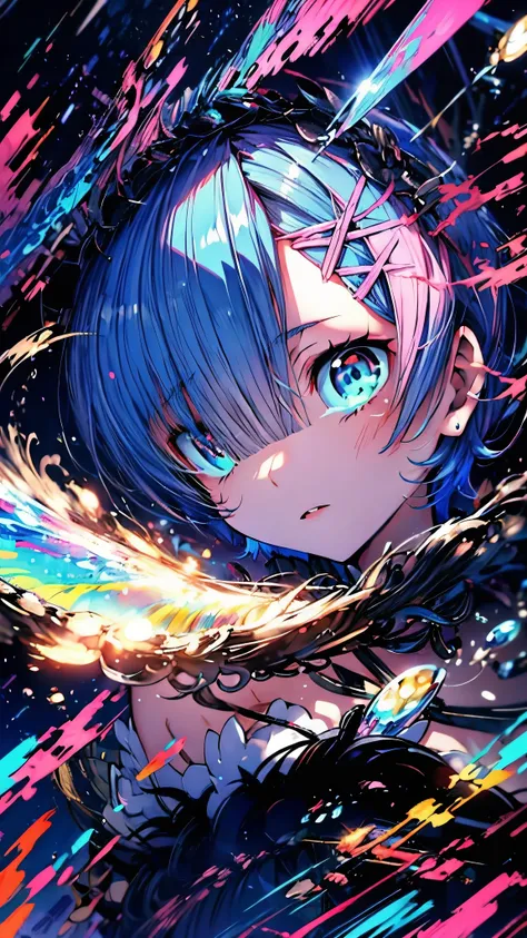 (Highest quality),(masterpiece), 8k,Very detailed, Detailed light, Best Shadow,Detailed reflective eyes, Beautiful Eyes, Very detailedな顔,Shiny Hair,2 people,Gloss,semi-long,Pink Hair,Pink Eyes,Blue Hair,Blue Eyes,enchanting,Expressionless,Quiet anger,full ...