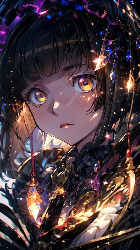 (Highest quality),(masterpiece), 8k,Very detailed, Detailed light, Best Shadow,Detailed reflective eyes, Beautiful Eyes, Very detailedな顔,Shiny Hair,One person,Gloss,semi-long,Black Hair,Iris,enchanting,Expressionless,Quiet anger,full moon,hair ornaments,wh...