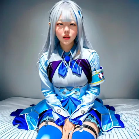 covering eyes,(((Liz Hellesta))),(Liz Hellesta髪),((Dressed seriously)),(((Do not expose breasts))),masterpiece, Highest quality ,(1 beautiful woman), Liz Hell,cameltoe,(Straight gray straight hair,((Bangs)),((Beautiful Japanese woman face)),Thin face,((Th...