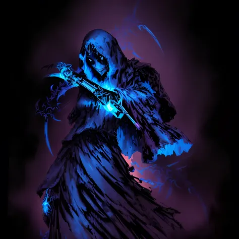 a drawing of a woman in a long dress holding a sword, dark hooded wraith, wearing a flowing cloak, the reaper as a scary, the sandman from graphic novel, wraith, extremely fine ink lineart, dark cloaked necromancer, lich vecna (d&d), tragic wraith, cloak f...