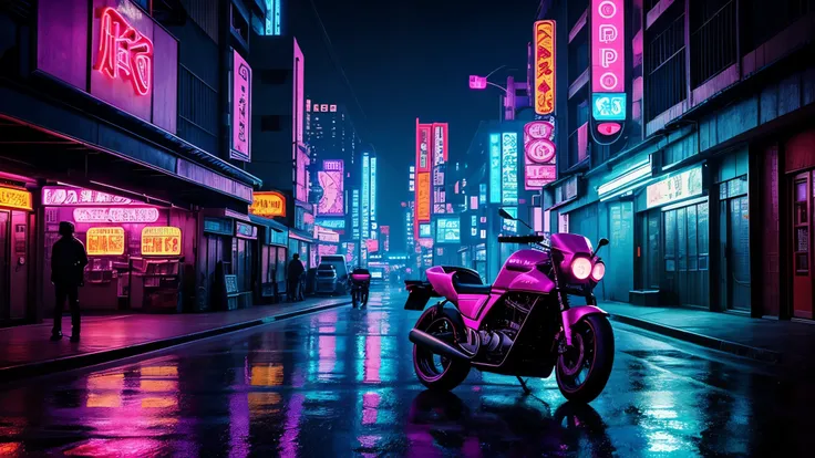 Honda Tiger Motorcycle in Cyberpunk City