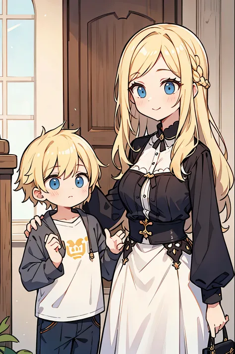 a blonde mom with her son