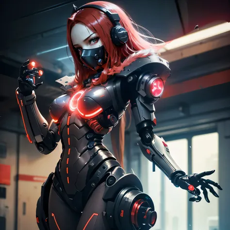 woman in futuristic suit holding red light, anime girl cyberpunk mech, Girl in fur cyber armor, cute cyborg girl, female anime girl cyberpunk, perfect Anime Cyborg woman, digital anime art in cyberpunk style, cyborg girl, anime girl cyberpunk, красивая cyb...