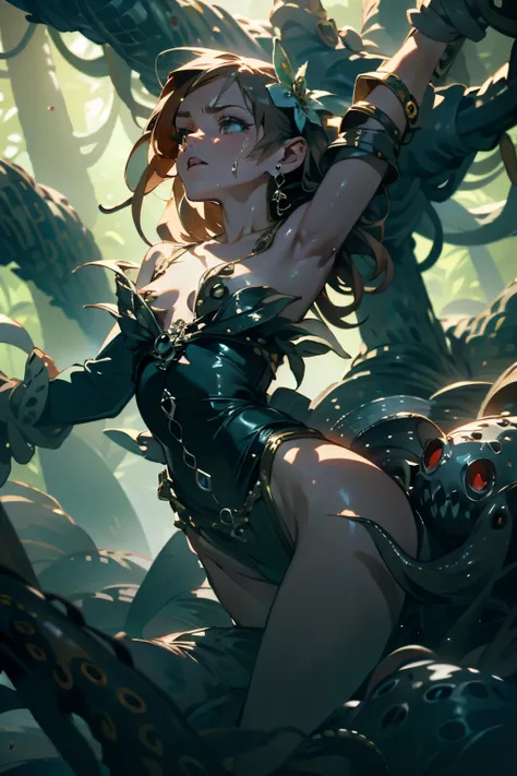  ((best quality)), ((masterpiece)), (detailed), 1 fairy girl, off-shoulder sweater, a fairy, fairy girl, winged pixie girl, girl fairy, various different types of insect wings, small breasts, NSFW，Covered with tentacles, encoiled by tentacles, Tentacles ar...