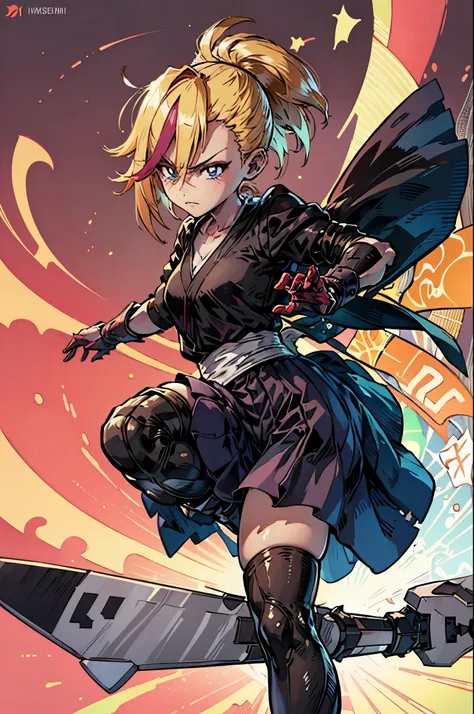a drawing of a woman in a black outfit holding a sword, inspired by Kusumi Morikage, inspired by Kanō Hōgai, inspired by Kano Sanraku, inspired by Kawabata Ryūshi, Female Samurai, Japanese anime style, anime style character