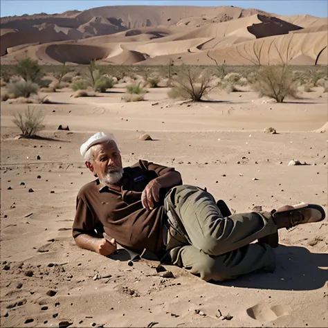 old man fainted in desert