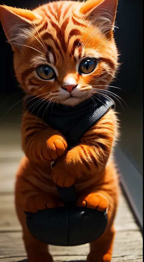 Q version of Little Orange Cat, Ridiculously cute, look at me, stuffed toy, Ultra-realistic, Ultra-fine, 16K resolution, masterpiece, Macro Lens,