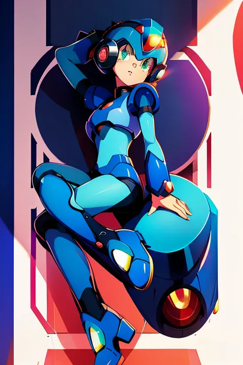 megaman x girl, cute, megaman style, long boots, fullbody shot