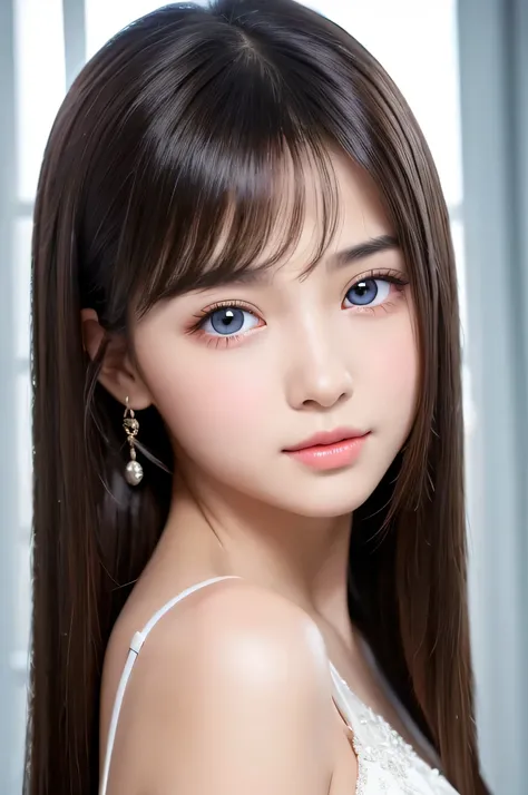 very beautiful cute girl,the cutest elegant face,sparkling clear attractive large glowing eyes, 13 yo, exquisite smooth and silky hair, white fair skin