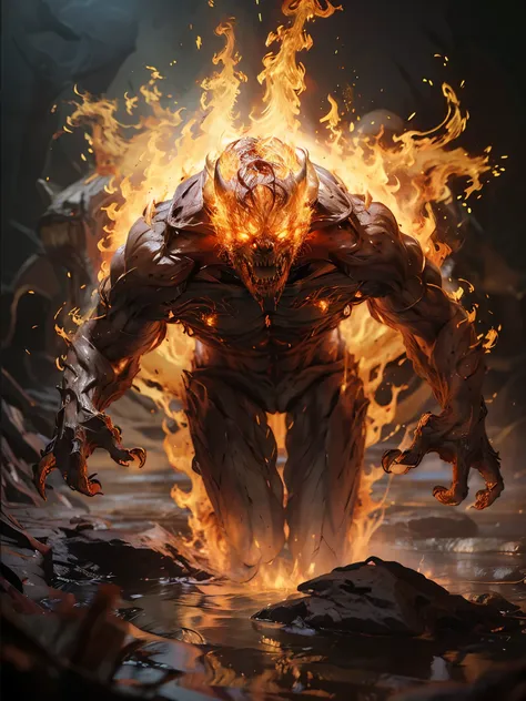 elemental burning werewolf head