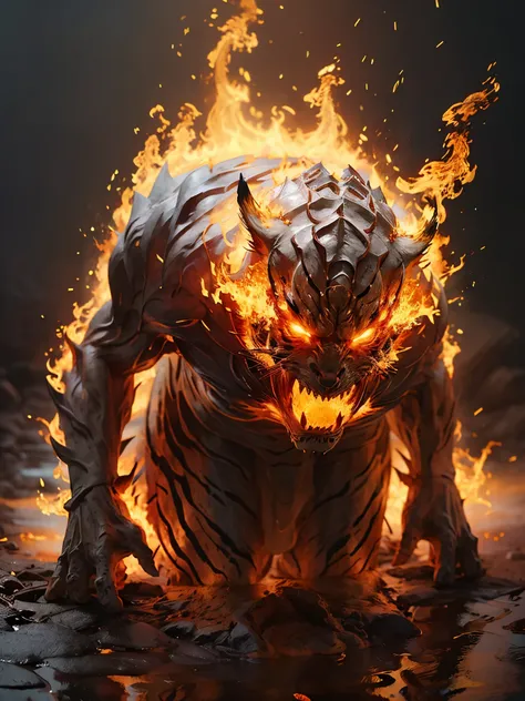 elemental burning tiger head, Human expression