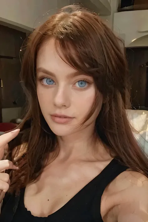 30 year old woman, beautiful, Red hair, blue eyes