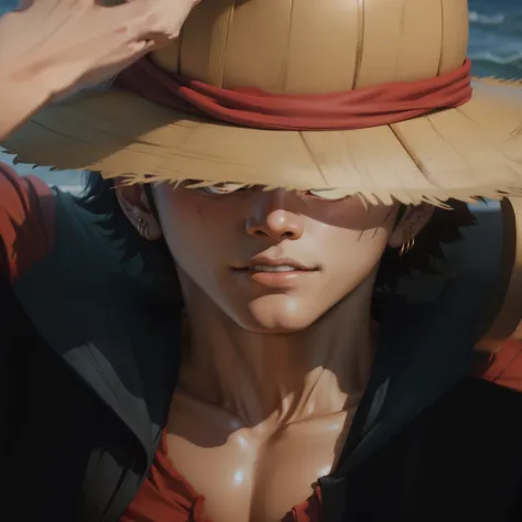 Monkey D Luffy, smaill, realistic, ultra detail, 5 fingers