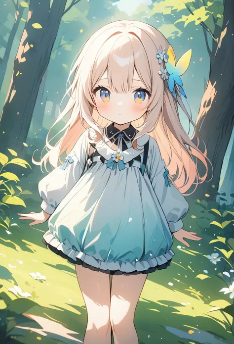 (8k, Highest quality)、Ultra-high resolution、Adorable、Highest quality, beautiful, Absurd beauty、masterpiece、Best image quality、A fluffy white fairy who lives in the forest