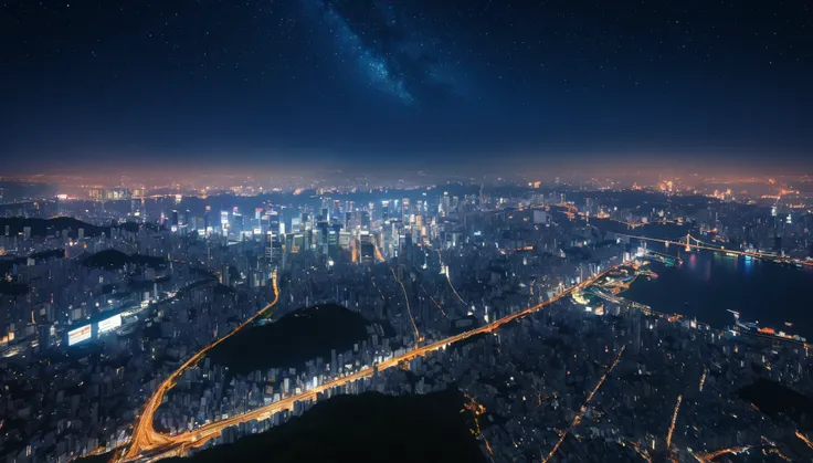 Tokyo,Night view,Starry Sky,Highest quality, 8k, High resolution, masterpiece:1.2, Very detailed, Realistic:1.37, High resolution, 超High resolution, Very detailed, Professional, Vibrant colors