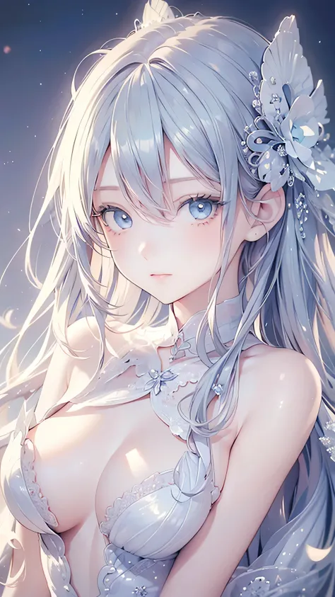(masterpiece, Highest quality, Highest quality, Official Art, Beauty and aesthetics: 1.2), (One girl: 1.3), (Fractal Art: 1.3), Bright aqua blue eyes, (Very delicate and beautiful face), (Beautiful eyes in every detail), Medium length hair with tassels, N...