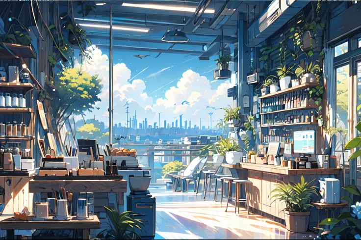 (masterpiece:1.2), highest quality,Pixiv,Pleasant animation scenes,room,in room,house,game,cityscape, city,building, window, cloud, indoor, computer, Book,table, clock,No humans,monitor, nullline,cyber,alone
 