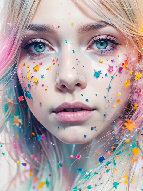 woman with agnes cecile, glowing design, pastel colors, ink drops, autumn lights