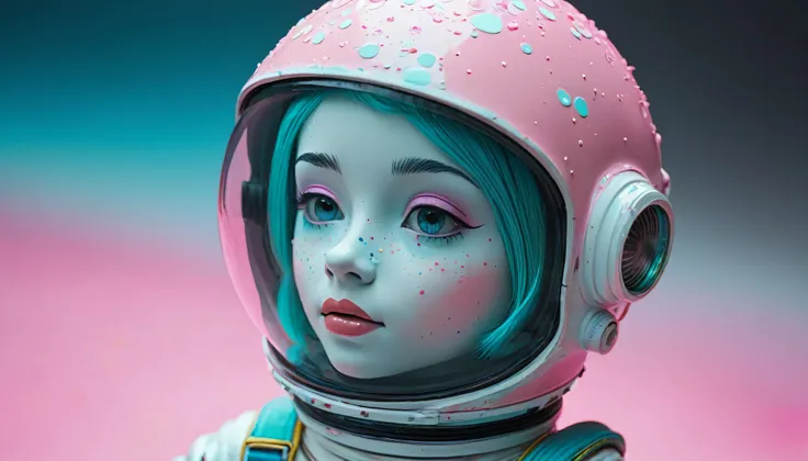 8K, ARTISTIC photogrAphy, best quAlity, mAsterpiece: 1.2), A (potrAit:1.2) Don Bluth Style  ASTRONAUT nude pink Toon Doll, full body RAW candid cinema, cyan hair, 16mm, color graded portra 400 film, remarkable color, ultra realistic, sad admosphere, dark l...