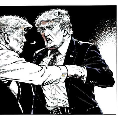 donald trump, (masterpiece, best quality,jojo),(2man),(fighting with joe biden),toonshading,bold outlines,(manga influence:1.3),...