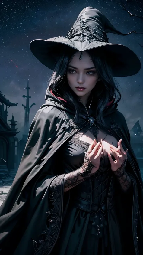 (Fatal Beauty,A charming villain,witch) ,(A supple and powerful physique),(Sensual charm),(Mysterious charm:1.1),(Captivating silhouette),(Highest quality,High resolution:1.2),(dark,Threatening:1.1),((dark horror theme:1.5),(Thriller:1.5)),(Dark fantasy:1....