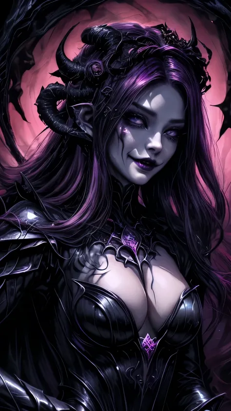 Esoteric arachnids lady, Spider Queen Elise, League of Legends, Esoteric arachnids, Combat Stance, ( body formed from metallic mauveine and metallic black liquid metallic paint twisting into a beautiful interpretation of the female figure), length, Sharp F...