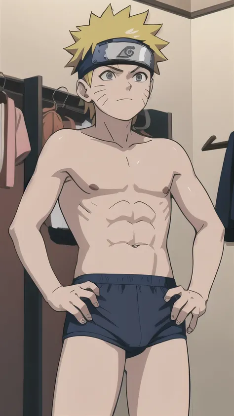 Naruto, shirtless, Male underwear, Underwear, Blue Briefs, changing room, 12-year-old boys,