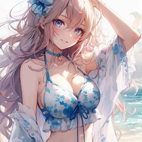 Official art using high-quality hand-drawn watercolor sketch techniques. (best quality,4k,8k,highres,masterpiece:1.2),ultra-detailed,beautiful detailed eyes,A girl with beautiful eyes, everyone, beautiful anime girl, cute anime girl, smooth anime art, anim...
