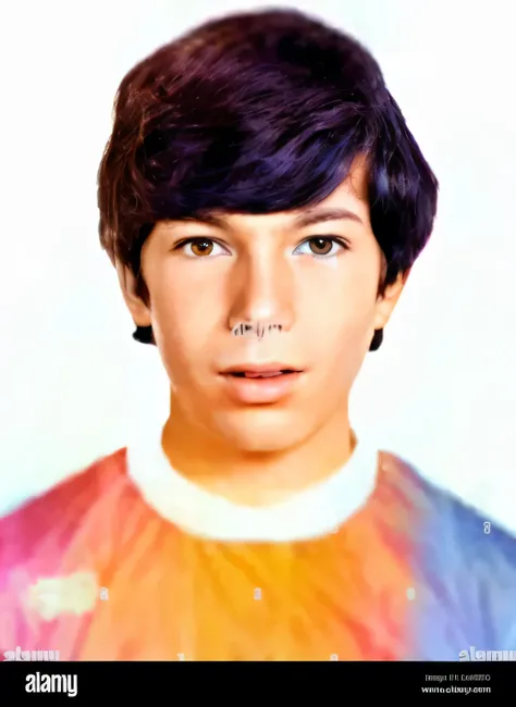 a close up of a young man with a tie dye shirt on, zinedine zidane