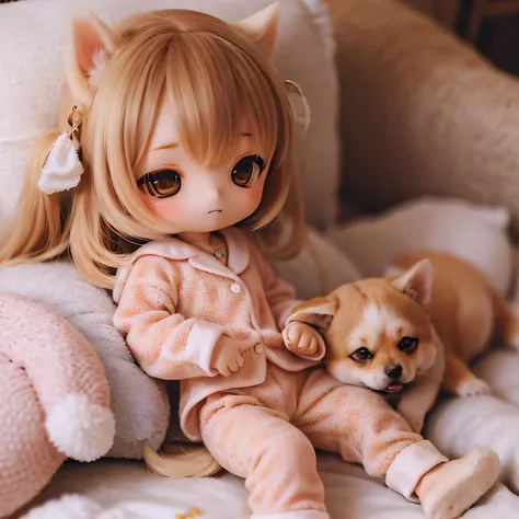 
Shiba Inu Girl Chibi Pajamas、Sleeping in bed