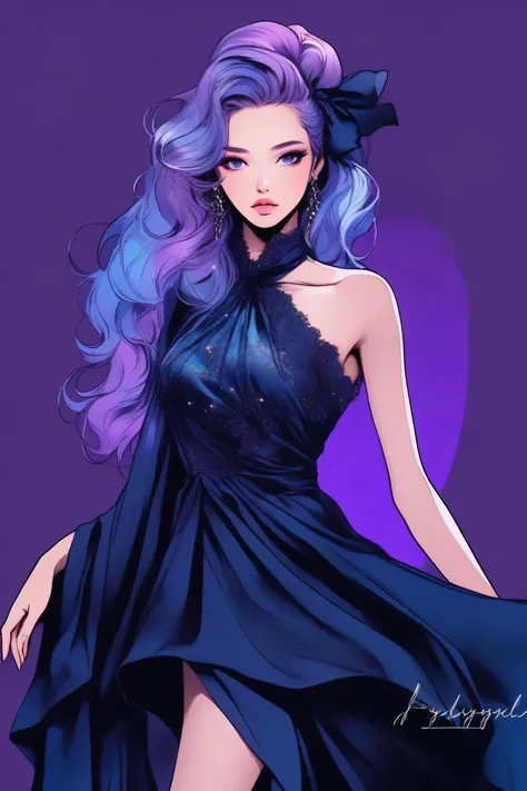 (Best quality, sketch:1.2),realistic,illustrator,anime,1 girl, detailed lips,custom, bad women, details, black and aquamarine gradient background,neon hair,Textured trim, masterpiece, retro classic style, [female mannequin close up, Sexy dress, silk dress,...