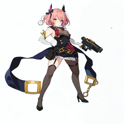 anime character with a gun and a ribbon around her neck, Anya from Spy x Family, Maple Story Gun Girl, official character art, Female Action Anime Girl, Kazuma&#39;s daughter, Bad Anime Girl, Vision VI, Kushat Krenz Key Art Feminine, female anime character...