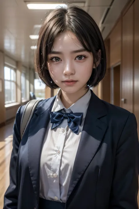 (Highest quality,8K quality,masterpiece:1.3),(Ultra-high resolution,Photorealistic:1.4,RAW Photos),(Very detailed,Caustics,Detailed Background),(Ultra-Realistic Capture,Fine and beautiful skin,Perfect Anatomy),At dusk,Sunset sky,School building,Schoolyard,...