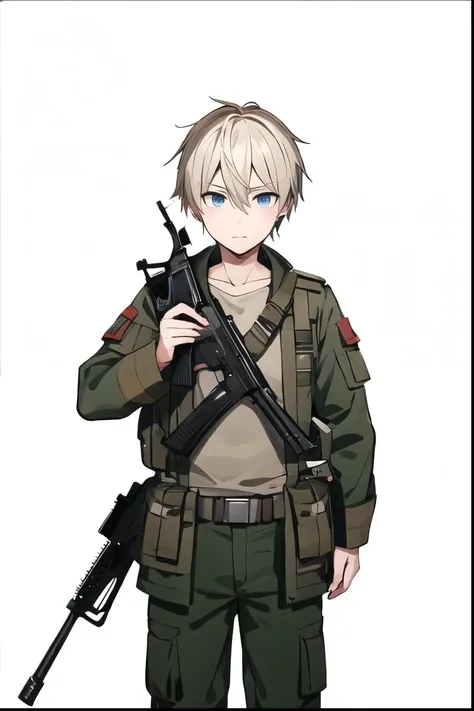 Anime boy cool cute skin white soldier and weapon gun