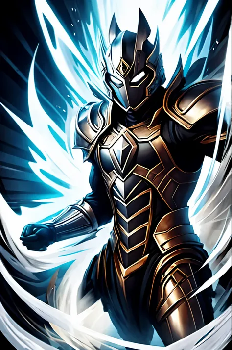 Silver male masked warrior overflowing power