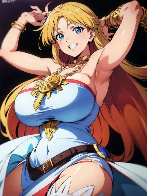 armpit show,1990s anime cel style, 1990s manga style, highest quality, high resolution, one girl, (huge breasts), beautiful face...