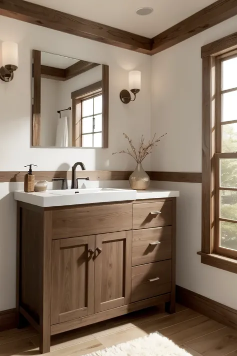 Bathroom with wooden sink
