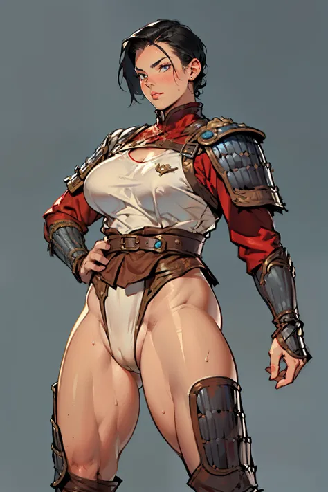 (high resolution, pixel perfect, gorgeous illustrations), (hyper quality, muste piece, etheric: 1.4), ((nsfw)), (((cowboy shot))), face focus, ((1girl)), (female savage), ((((hairy_woman)))), (((((open stance))))), cool atmosphere, black hair, (((((very_sh...