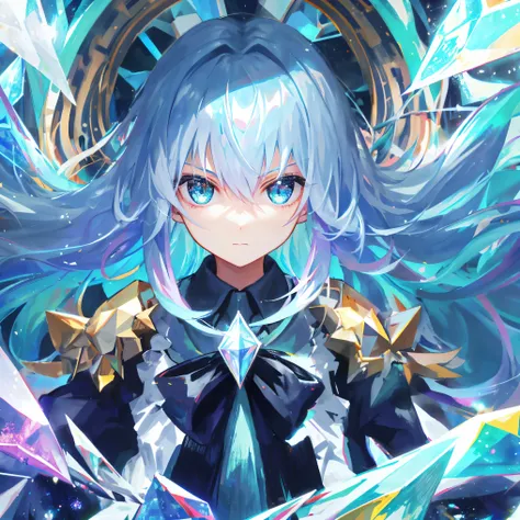 girl crystal, crystal hair, glare, shine
