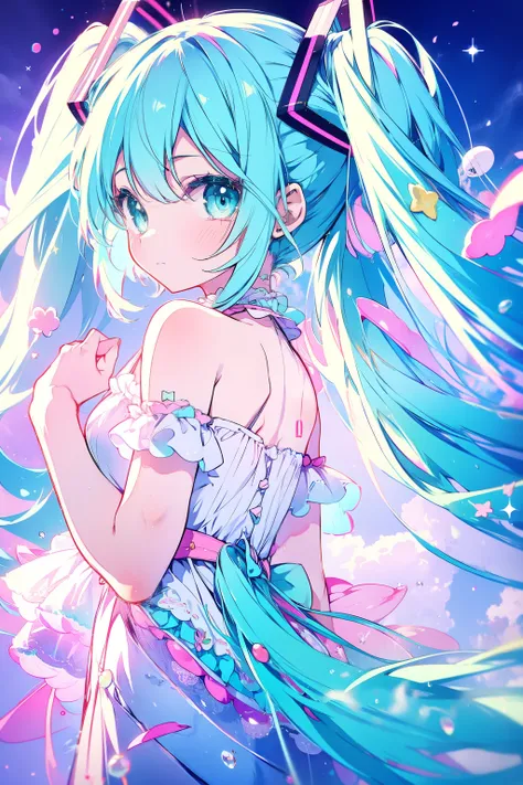 miku hatsune, sweets dream, A colorful world, cute, pastel, like, sing🎤, enjoy, Highest quality, masterpiece