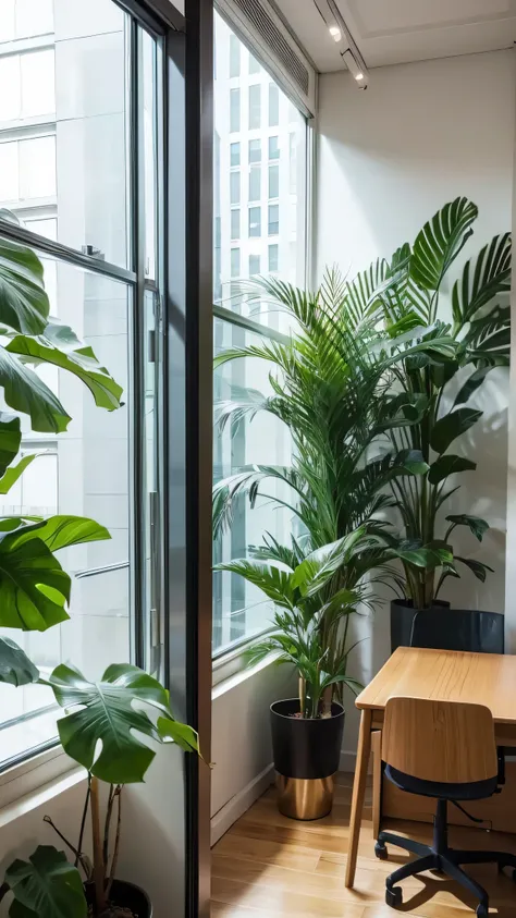 office environment with plants