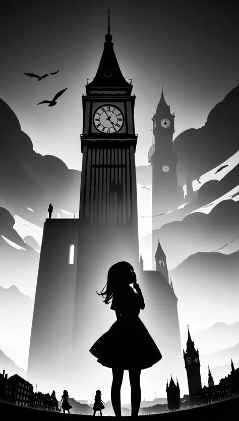 ((monochrome artwork))、((papercut)),high contrast、(8k, highest quality)、ultra-high resolution、adorable、highest quality, beautifu...