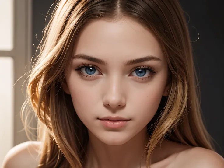 (Best quality,8k,high resolution,masterpiece:1.2),Digital Artwork,A girl,Delicate face,Delicate eyes,Mi blonde hair,Long straight hair,shiny blue eyes,Red lips,particle,dust,Warm colors,shy,in love,Eevee drawing,Men's white collar shirt,necklace,Pretty...