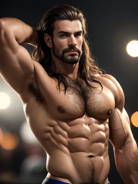 a macho man, huge muscular body, close-up bust, transparent skin, hairy body, armpits, tanned skin, (best quality,4k,8k,highres,masterpiece:1.2),(realistic,photorealistic,photo-realistic:1.37),ultra-detailed,HDR,UHD,studio lighting,ultra-fine painting,shar...