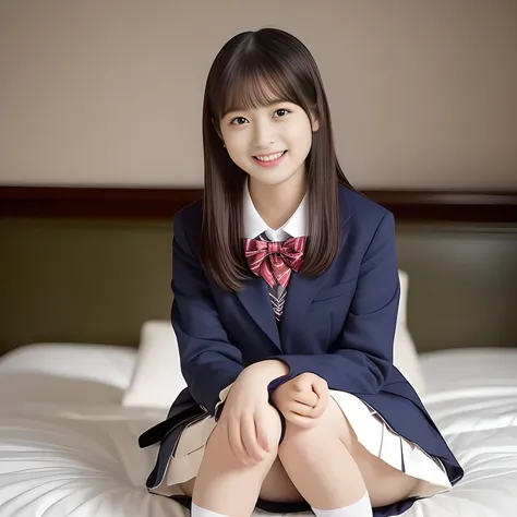 (Highest quality, masterpiece:1.2), Highest quality, High resolution, 1080P, 8k, height: 158cm, ((A noble, graceful and intelligent girl who looks like a best fat proportion Japanese young lady is seated on a gorgeous bed, looking down, and fascinates me a...