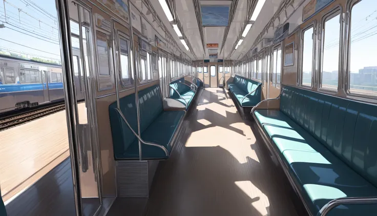 ultra-detailed, (professional lighting) hyper detailed, absurdres, 8k, noon, summer, on the train