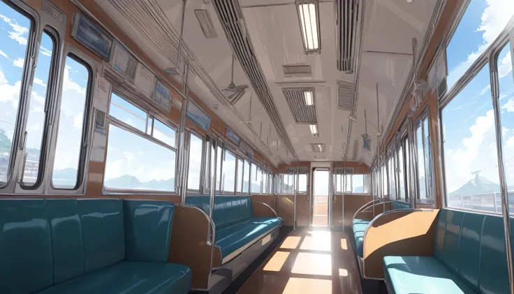 ultra-detailed, (professional lighting) hyper detailed, absurdres, 8k, noon, summer, on the train