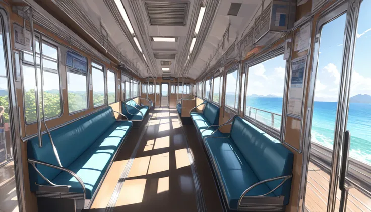 ultra-detailed, (professional lighting) hyper detailed, absurdres, 8k, noon, summer, on the train