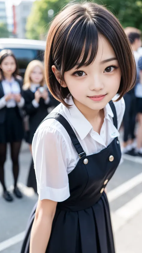 (((A single photo:1.2))), ((かわいいコスプレ姿の美少女が路地裏にAre standing:1.4)), ((性欲の強いhigh school girl:1.4)), (Short Hair), (8k, RAW Photos, Highest quality, masterpiece:1.2), Looking at the audience, Viewed from the front, Beautiful white skin, knees, Absurd face is s...