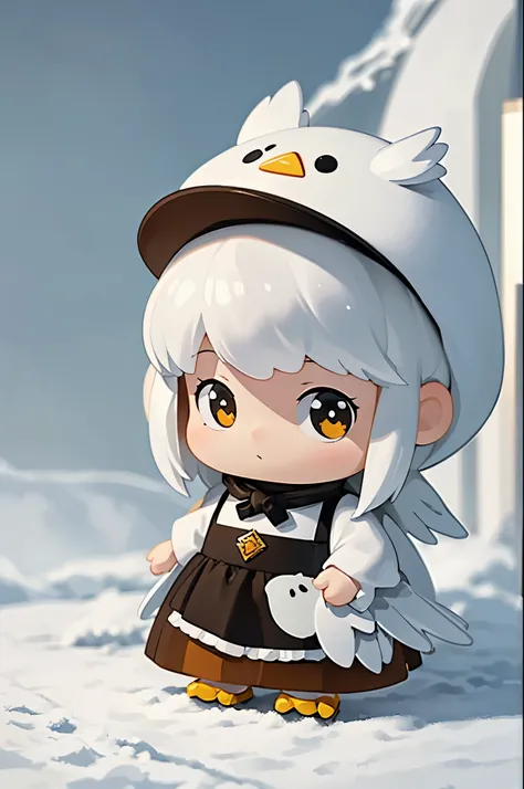 (masterpiece:1.2, Highest quality,High resolution,Super detailed),(Photorealistic Stick),8k,wallpaper,A woman wearing a snowy owl costume,cute,A charming face,There is no motivation